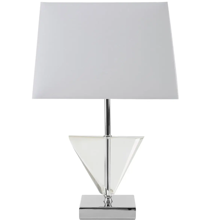 Halina Table Lamp - Chrome/Glass/White