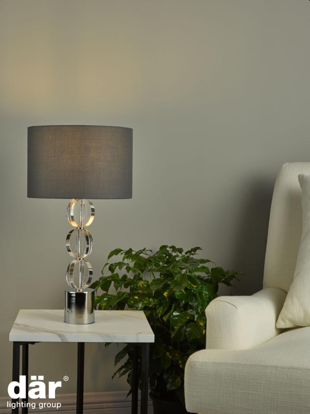 *CLEARANCE* Tuke Polished Chrome/Crystal Table Lamp