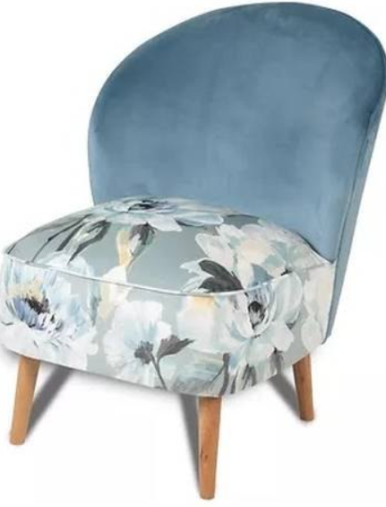 *CLEARANCE* Evie Accent Chair - Sky Botanical/Oak