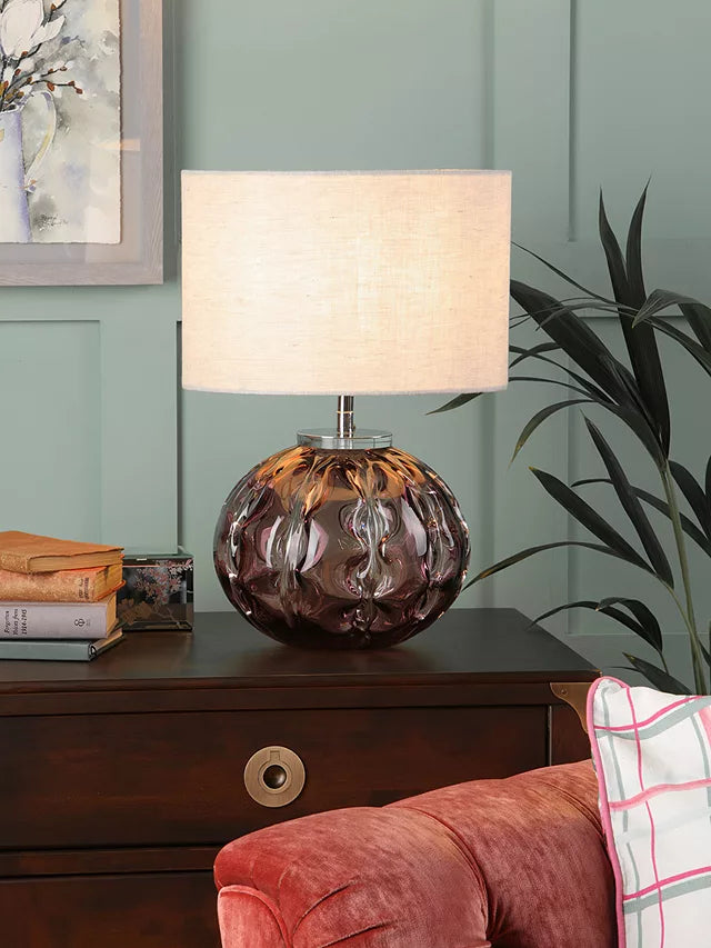 Laura Ashley - Elderdale Table Lamp - Polished Chrome and Smoke Art Glass