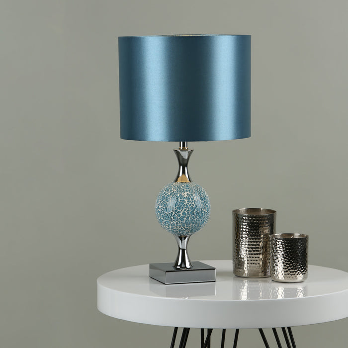 Elsa Table Lamp - Polished Chrome/Blue Mosaic