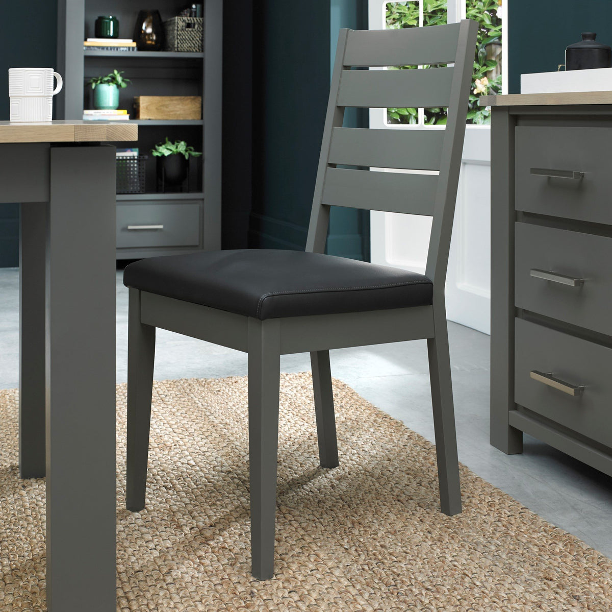 Oakham Chair - Dark Grey Leather (per pair) *LIMITED STOCK AVAILABLE*