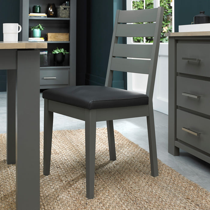 Oakham Chair - Dark Grey Leather (per pair) *LIMITED STOCK AVAILABLE*