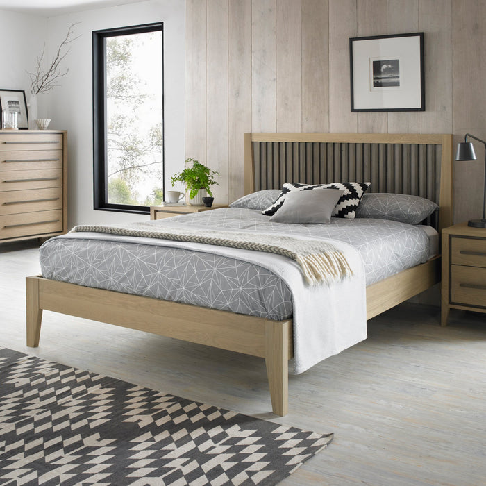 Rimini Slatted Bedstead - Aged Oak and Weathered Oak
