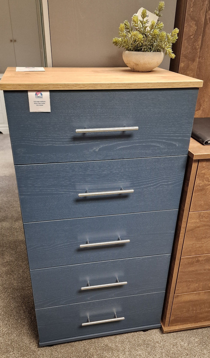 *CLEARANCE* Heart 5 Drawer Chest - Alby Blue