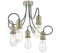 Alzbet 5 Light Semi Flush - Antique Brass and Black