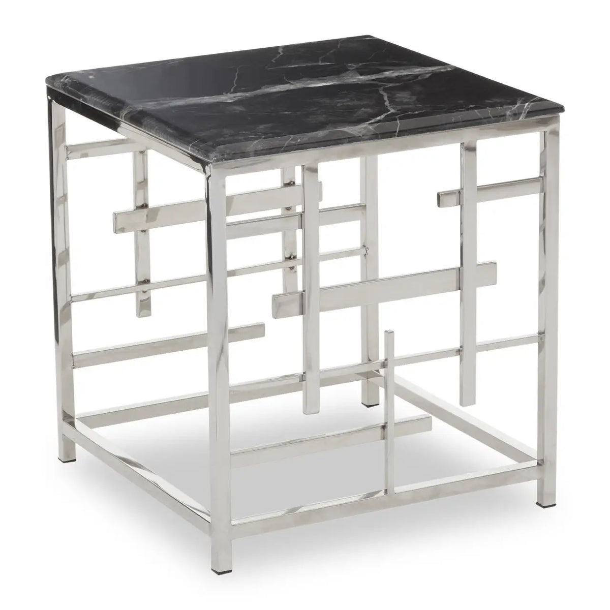Aprilia Occasional Table Collection - Black Marble/Silver
