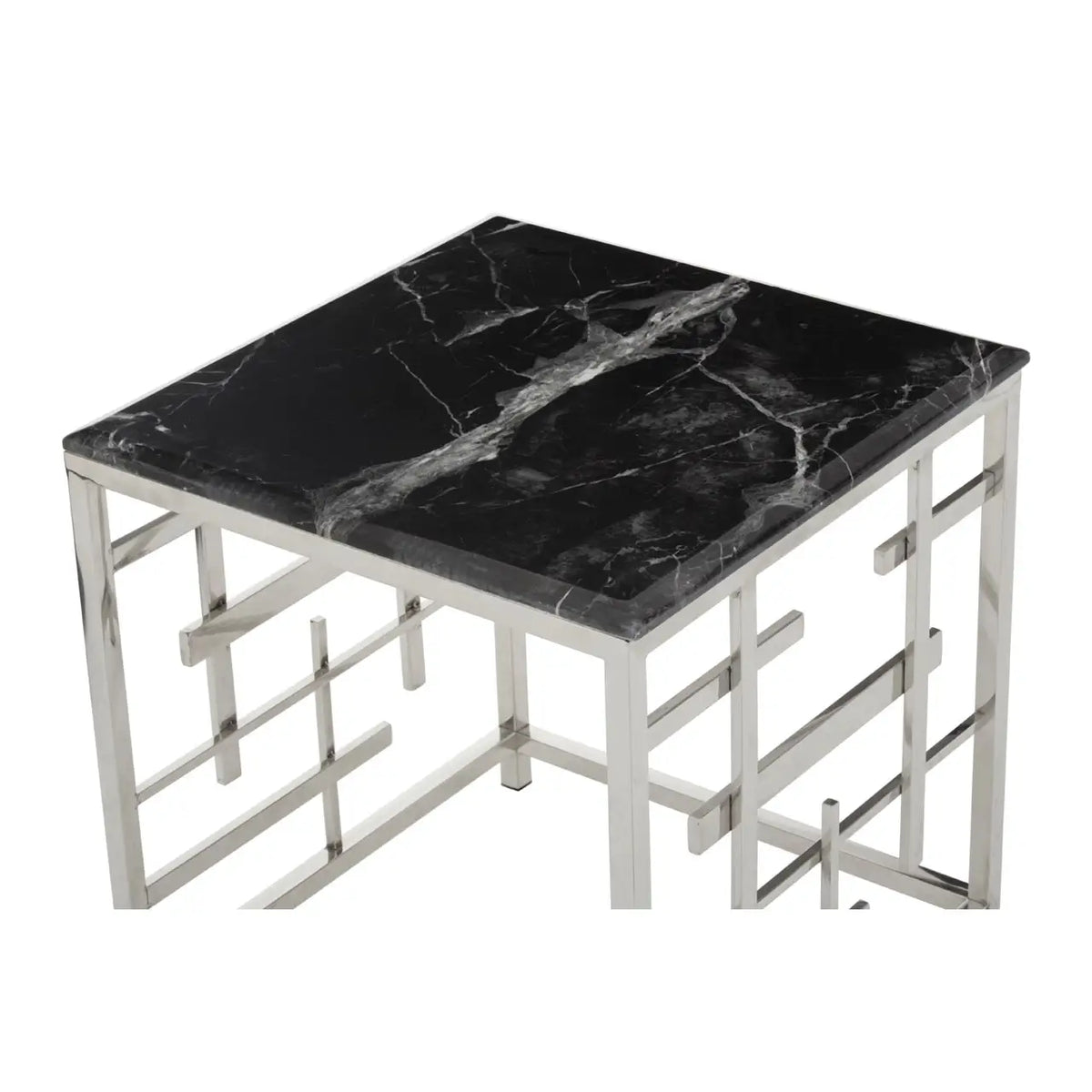 Aprilia Occasional Table Collection - Black Marble/Silver