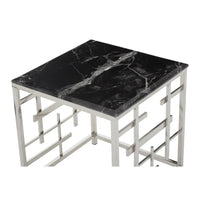 Aprilia Occasional Table Collection - Black Marble/Silver