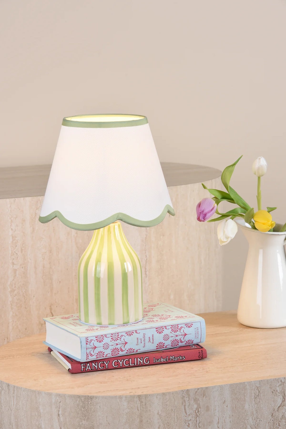 Aimee Twin Pack Table Lamp Green Ceramic With Shade