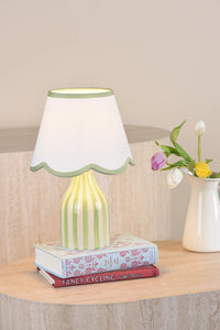 Aimee Twin Pack Table Lamp Green Ceramic With Shade