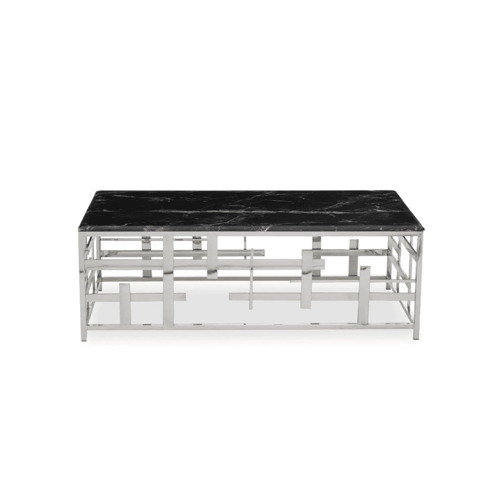 Aprilia Occasional Table Collection - Black Marble/Silver