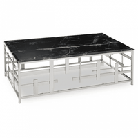 Aprilia Occasional Table Collection - Black Marble/Silver