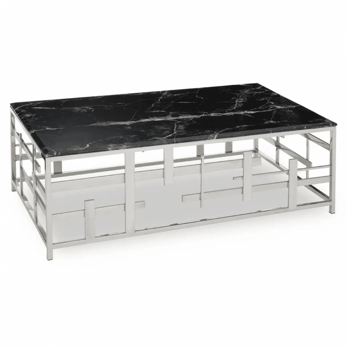Aprilia Occasional Table Collection - Black Marble/Silver
