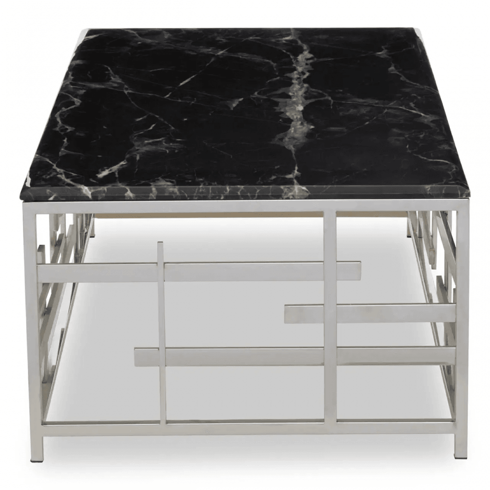 Aprilia Occasional Table Collection - Black Marble/Silver