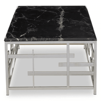 Aprilia Occasional Table Collection - Black Marble/Silver