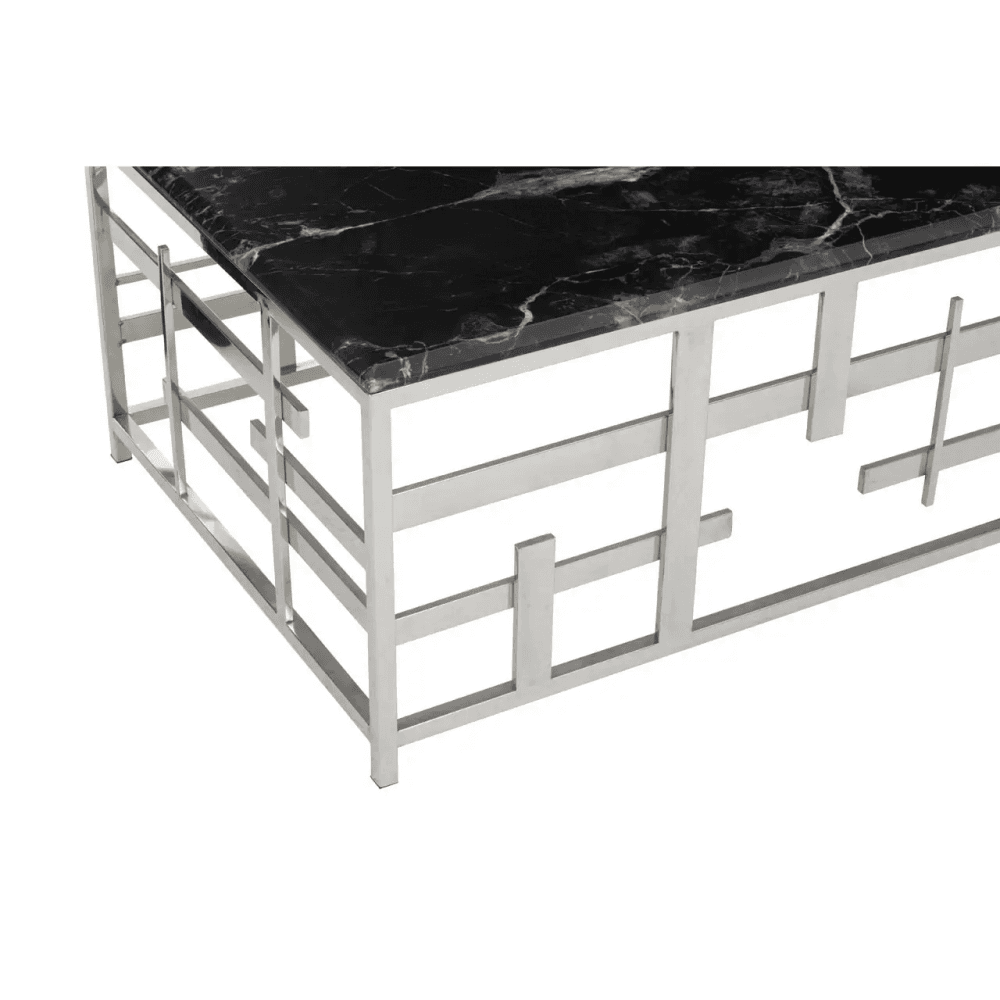 Aprilia Occasional Table Collection - Black Marble/Silver
