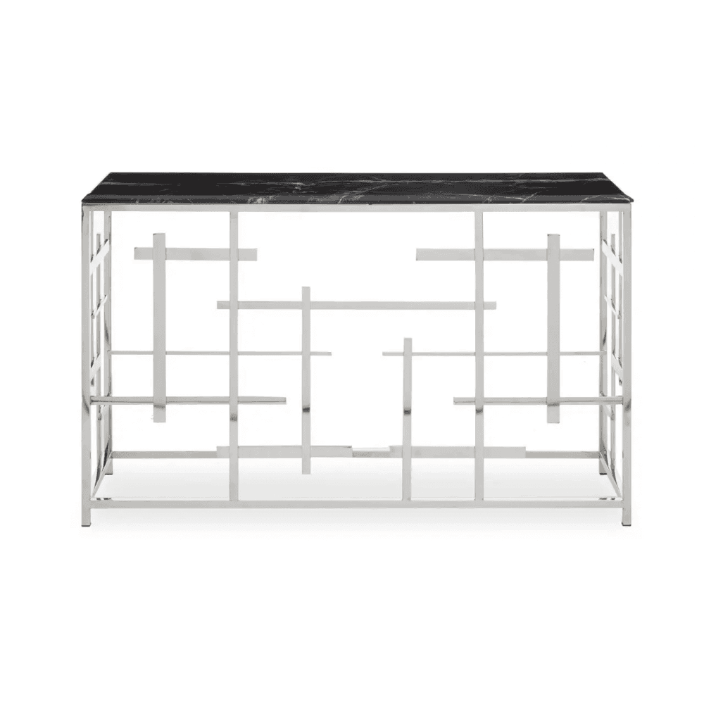 Aprilia Occasional Table Collection - Black Marble/Silver