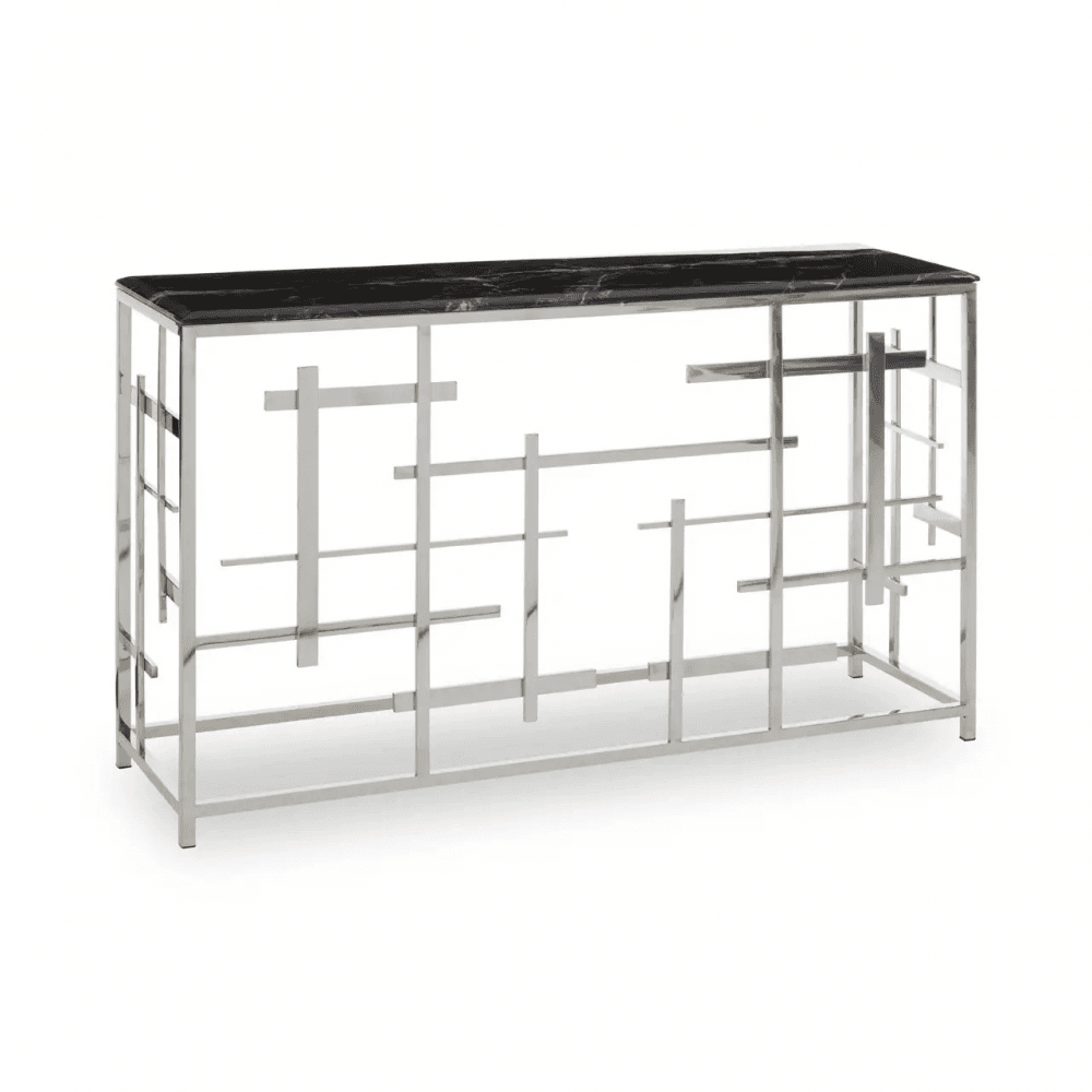 Aprilia Occasional Table Collection - Black Marble/Silver