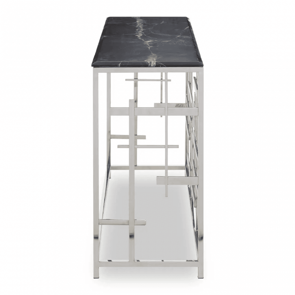 Aprilia Occasional Table Collection - Black Marble/Silver