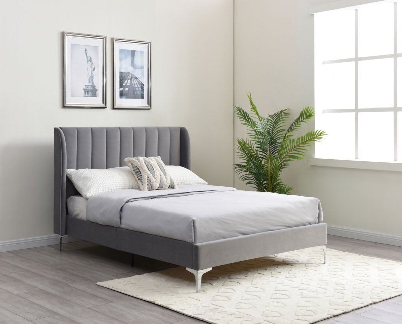Avery Bed - Grey Velvet