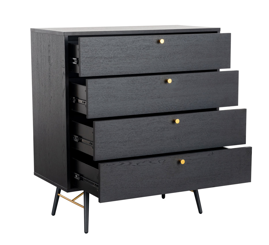 Barcelona 4 Drawer Chest - Black/Copper