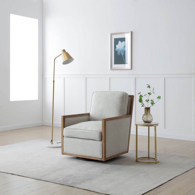 Beatrice Swivel Chair - Cream Linen