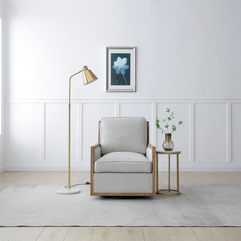 Beatrice Swivel Chair - Cream Linen