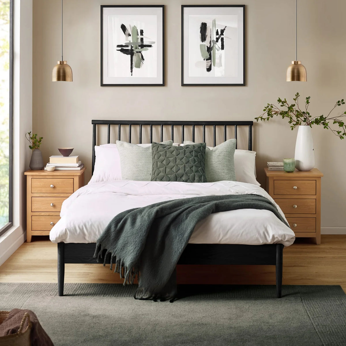 Belton Spindle Bed - Black Oak
