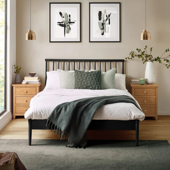 Belton Spindle Bed - Black Oak