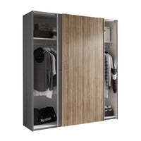 Berno Sliding Door Wardrobe - Light Oak/Grey (Mirror options available)