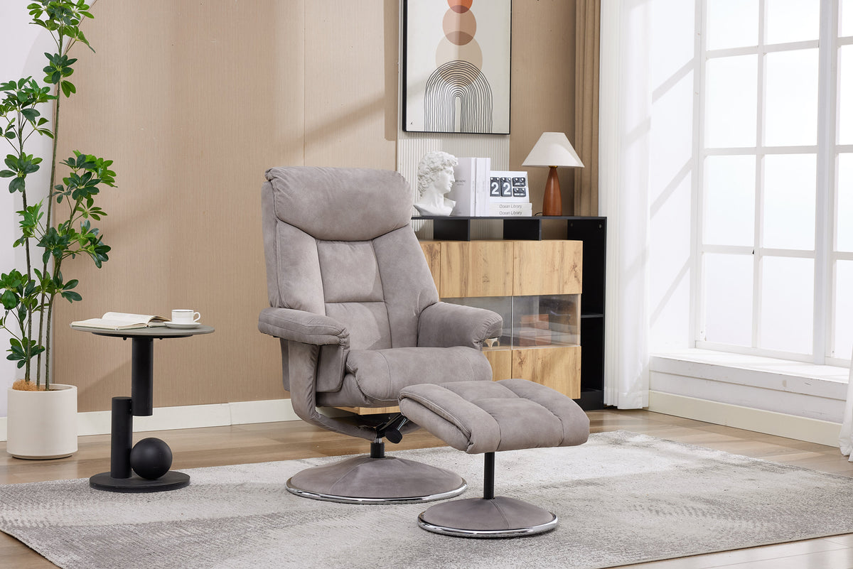 Biarritz Swivel Recliner & Footstool - Almond
