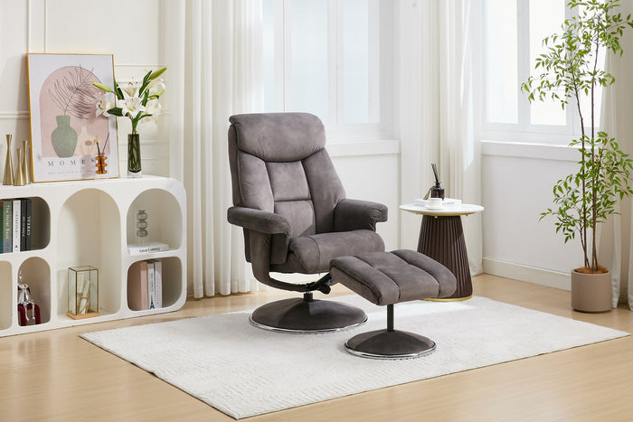 Biarritz Swivel Recliner & Footstool - Carbon Grey