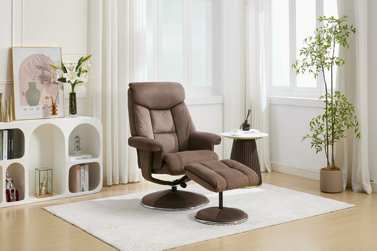 Biarritz Swivel Recliner & Footstool - Fawn