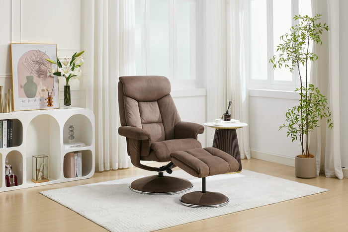 Biarritz Swivel Recliner & Footstool - Fawn