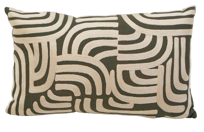 Bosie Ozella Natural and Green Rectangular Cushion
