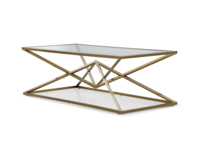 Claridge Occasional Tables - Brushed Brass Metal/Clear Glass