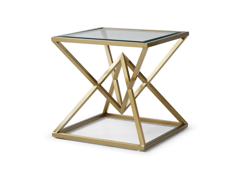Claridge Occasional Tables - Brushed Brass Metal/Clear Glass