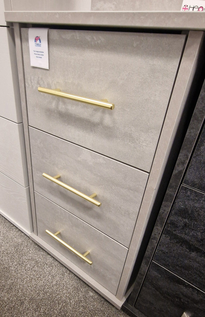 *CLEARANCE* Heart 3 Drawer Bedside - Concrete