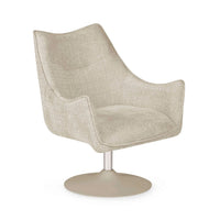 Caspian Round Fabric Swivel Chair - Ivory