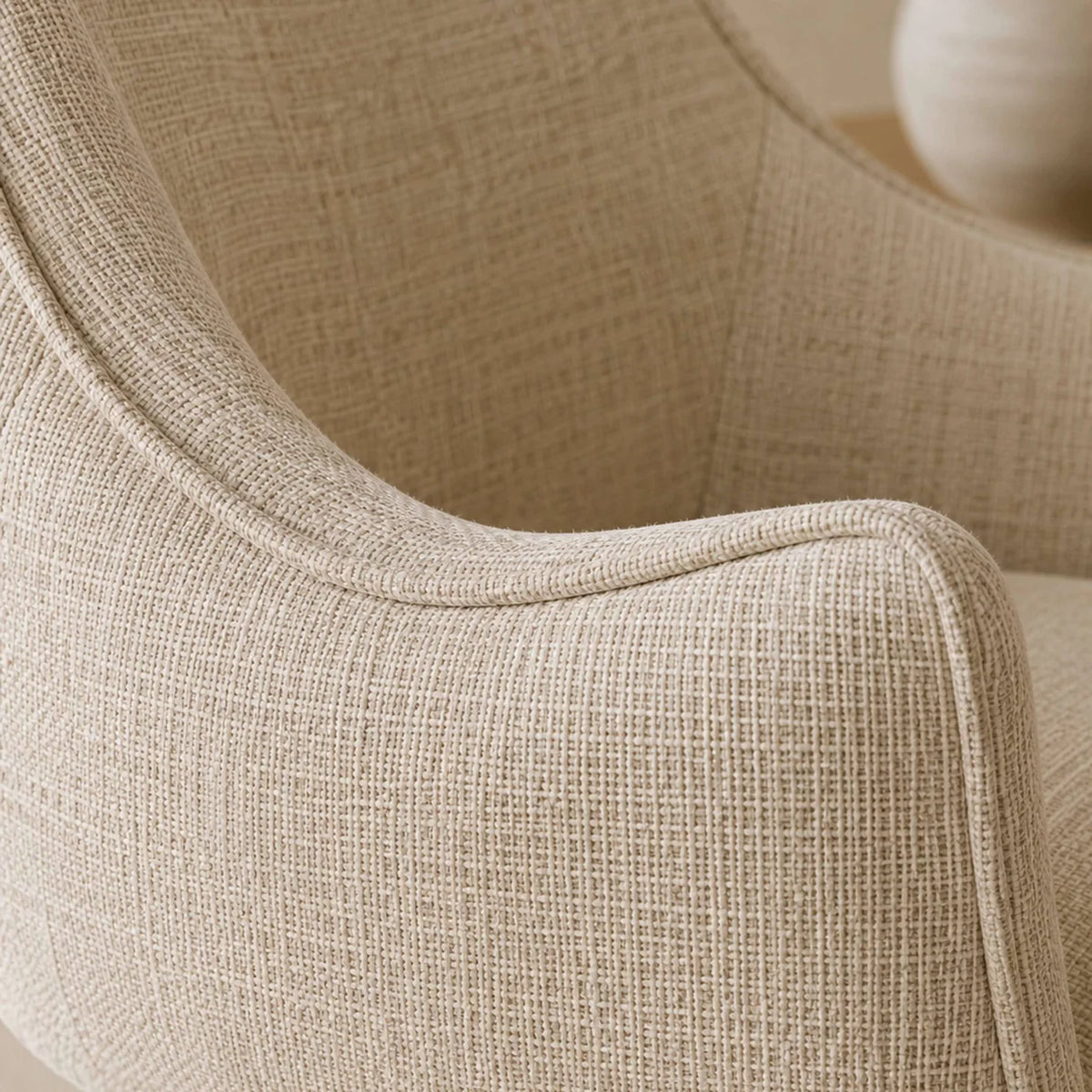 Caspian Round Fabric Swivel Chair - Ivory