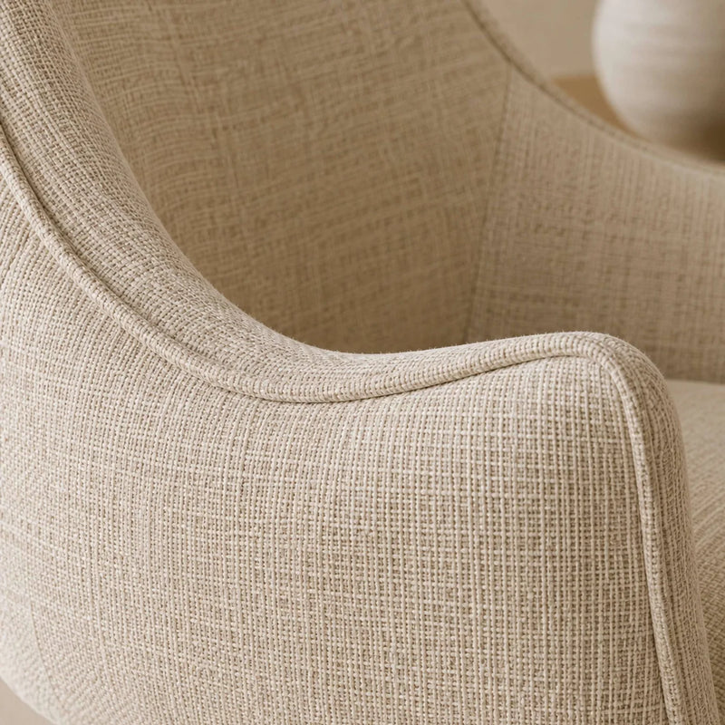 Caspian Round Fabric Swivel Chair - Ivory