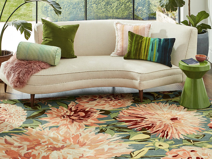 Harlequin Hand Tufted Rugs - Dahlia Coral Wilderness