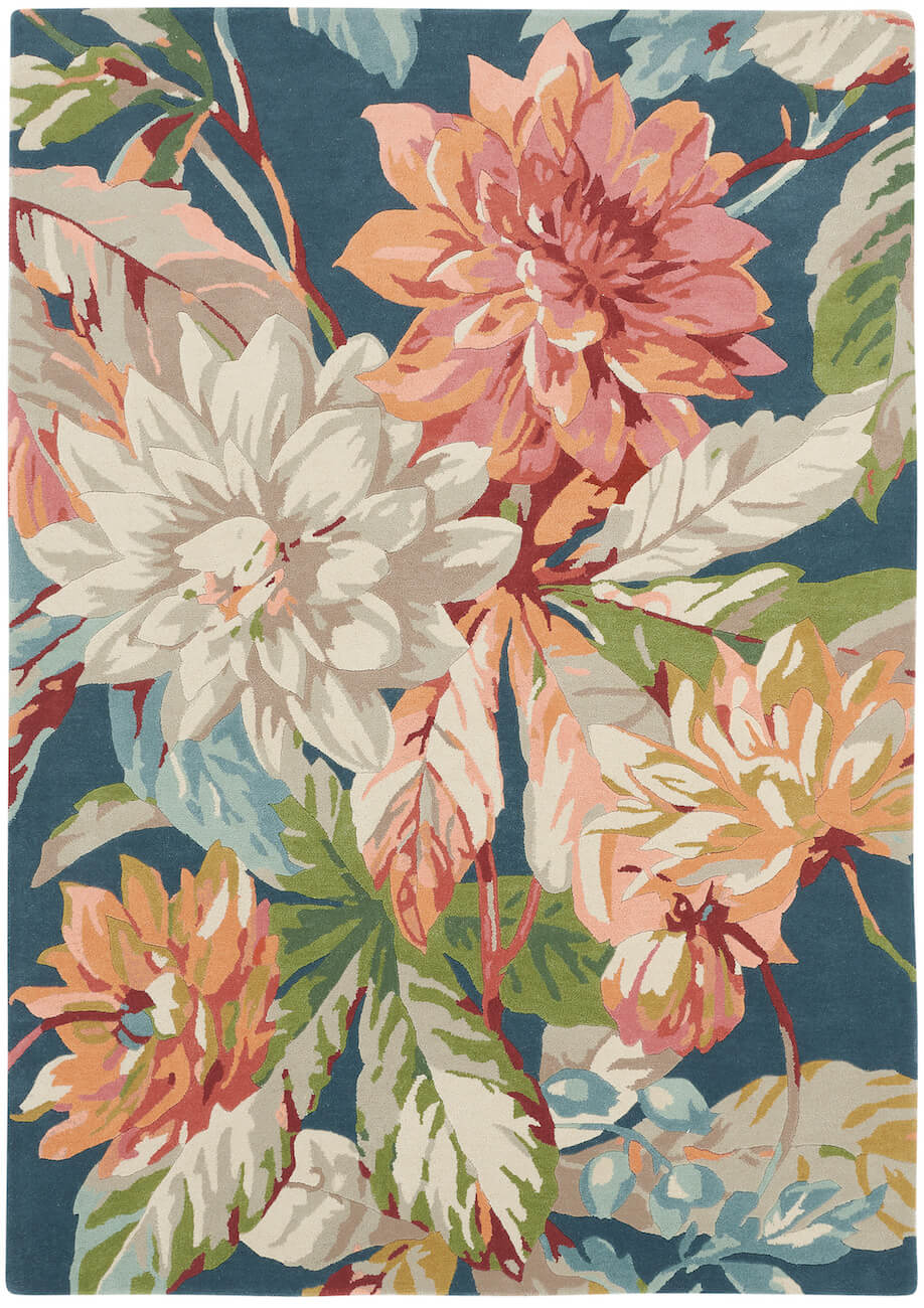 Sanderson Rugs - Dahlia & Rosehip Teal