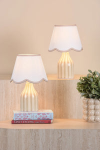 Aimee Twin Pack Table Lamp Taupe Ceramic With Shade