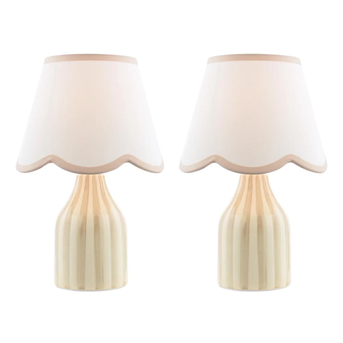 Aimee Twin Pack Table Lamp Taupe Ceramic With Shade