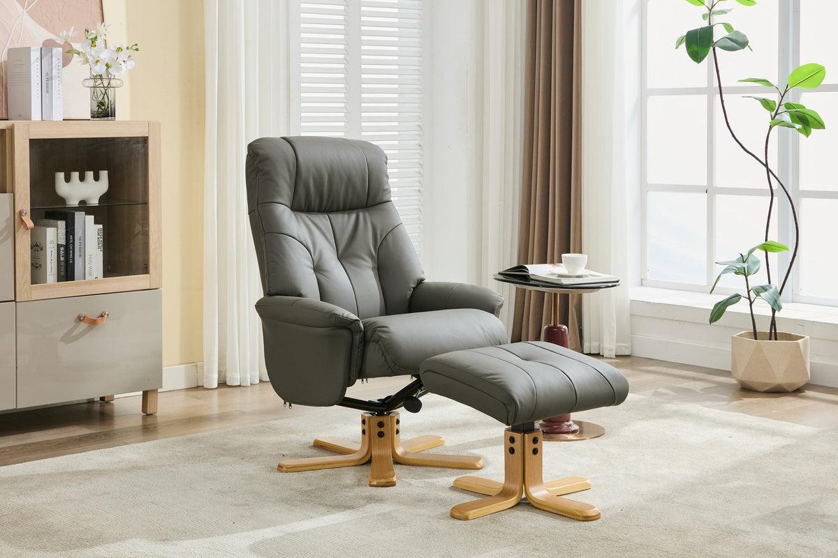Dubai Swivel Recliner - Cinder Full Leather