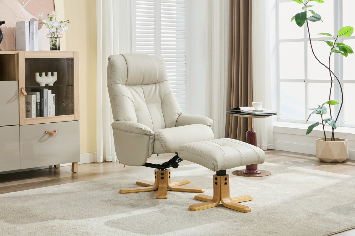 Dubai Swivel Recliner - Mushroom Full Leather