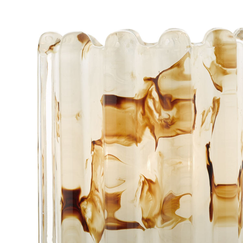 Elf Touch Table Lamp -  Antique Brass/Ribbed Amber Glass