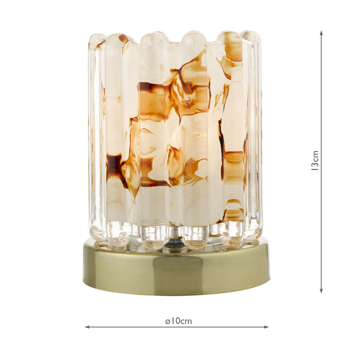 Elf Touch Table Lamp -  Antique Brass/Ribbed Amber Glass